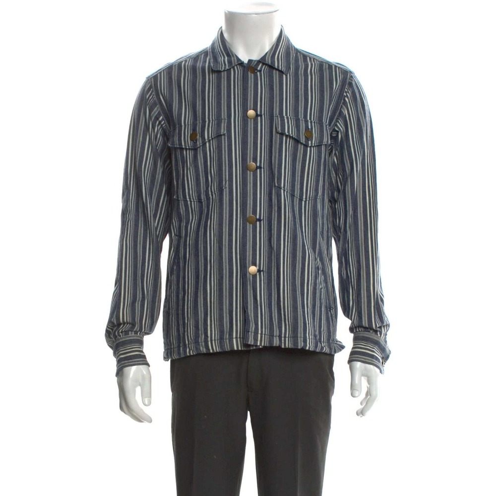 Corridor Indigo Stripe Mens XXL Jacket Denim Cotton Heavy Overshirt Streetwear